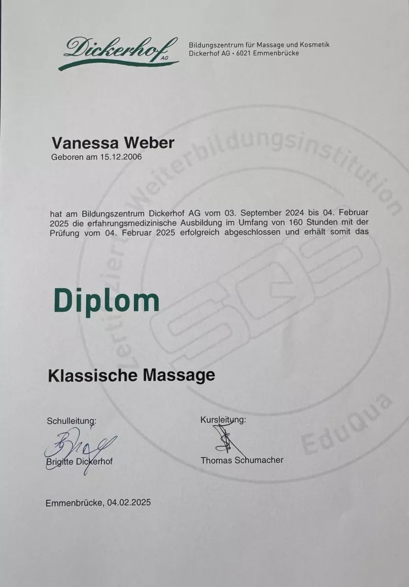 Diplom Klassische Massage