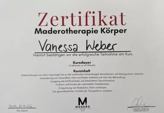 Zertifikat Maderotherapie